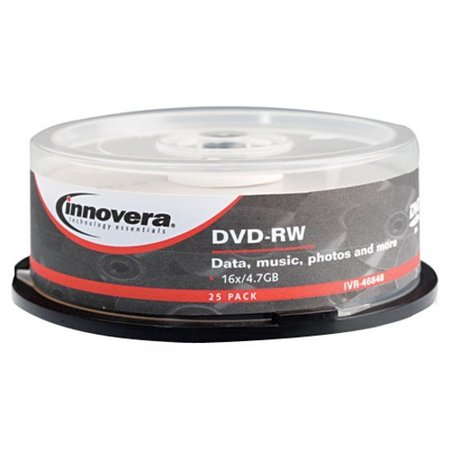 Innovera DVD-RW Discs, 4.7GB, 4x, Spindle, Silver, PK25 IVR46848